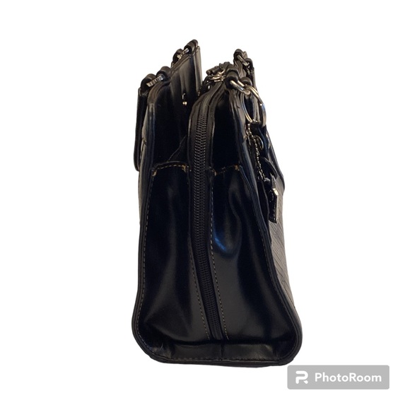 Vtg Leather Marc Chantal Western Style Top Handle Croc Embossed  Leather Satchel - Picture 10 of 14